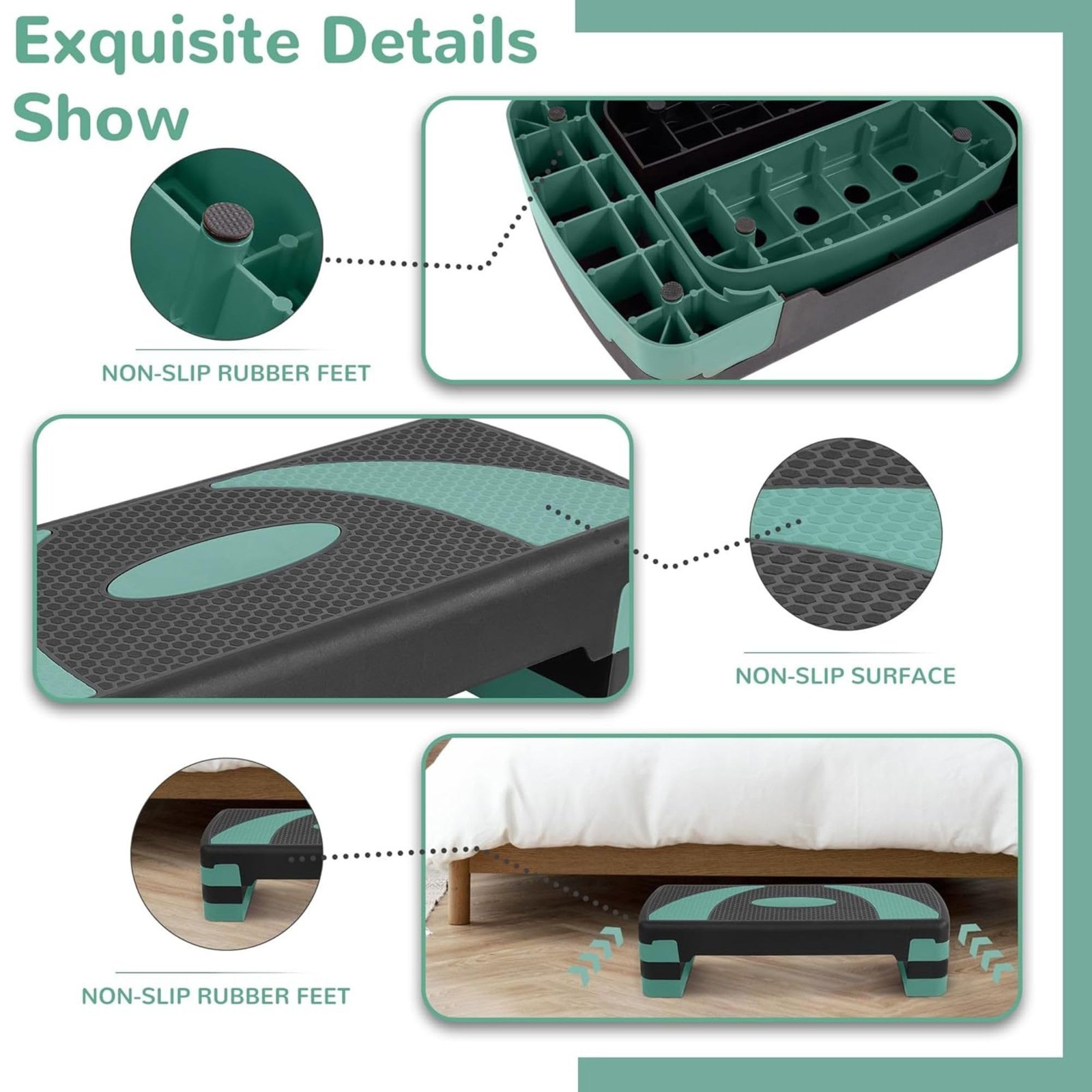 Step Aerobic Platform, 31" Exercise Step with 3 levels Adjustable Height, 4 S...