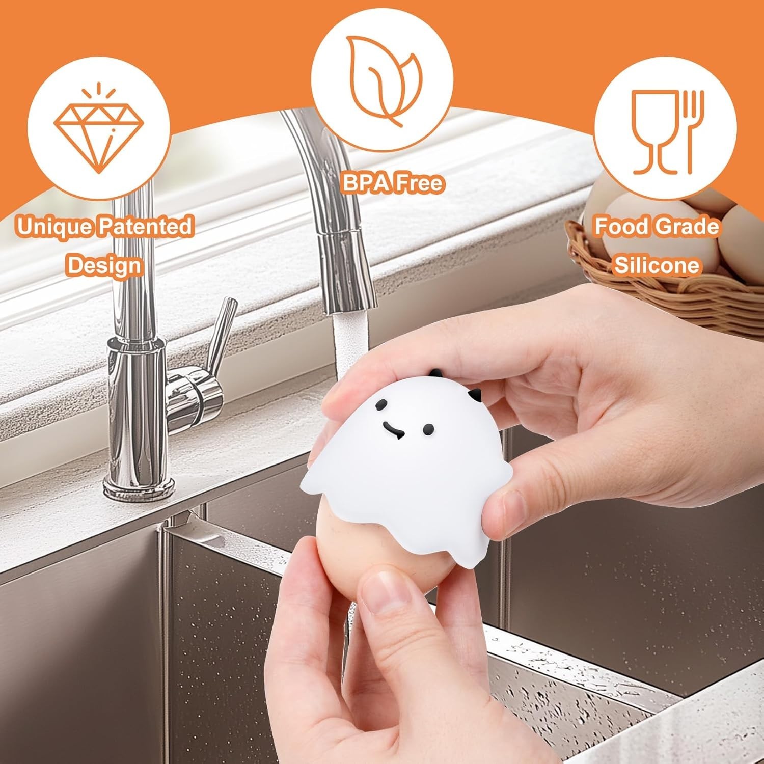 Versatile 2Pcs Silicone Egg Cleaner - Perfect for Fresh Eggs, Fruits & Veggies