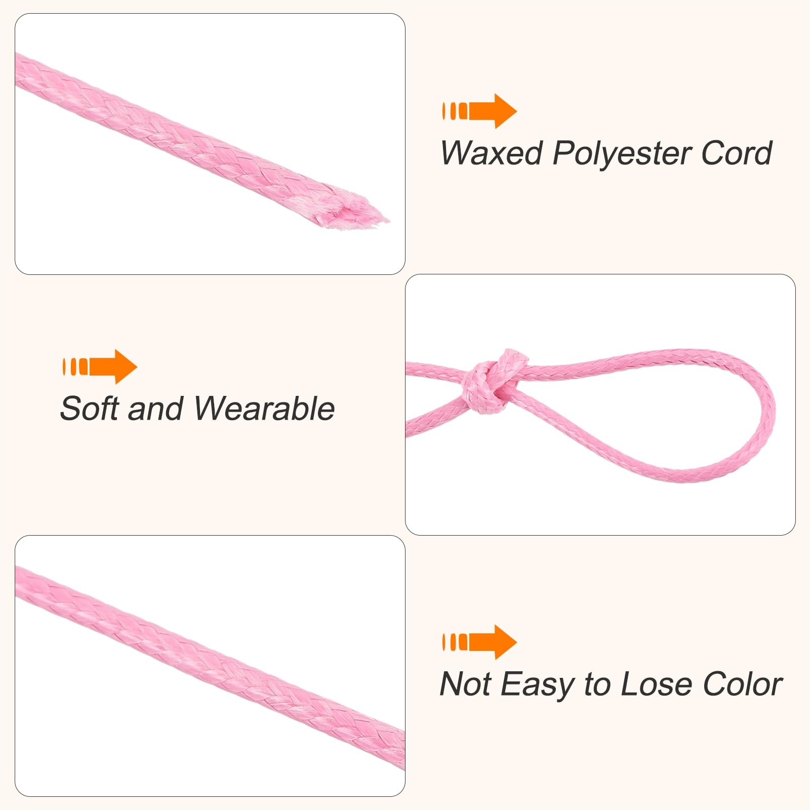 Waxed Cord 1.5mm Waxed Polyester Cord 175 Yard Wax String for Bracelet Making...
