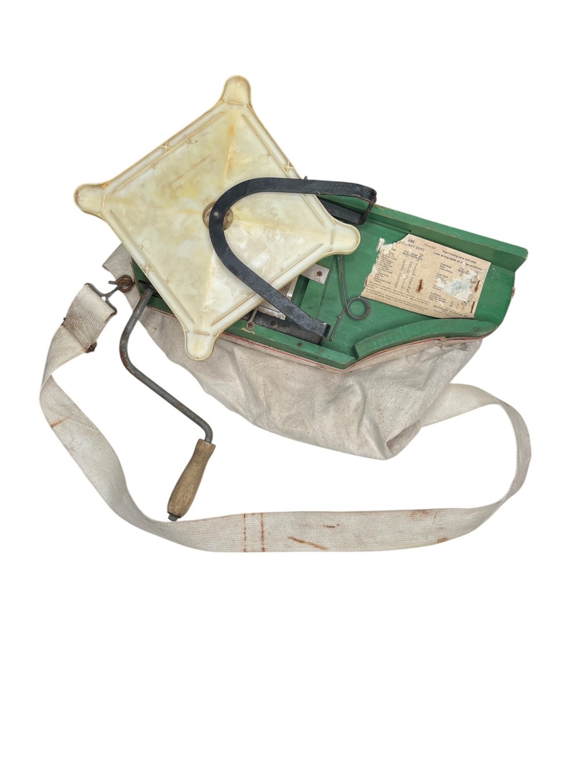 Vintage Cyclone Heavy Duty Fertilizer & Seed Sower With Adjustable Canvas Strap