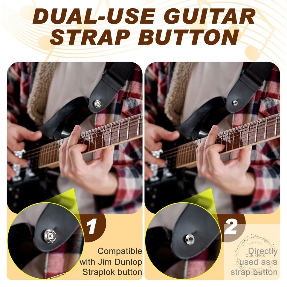 4 Set Guitar Strap Button Compatible with Dunlop Straplok Dual Design Strap Lock