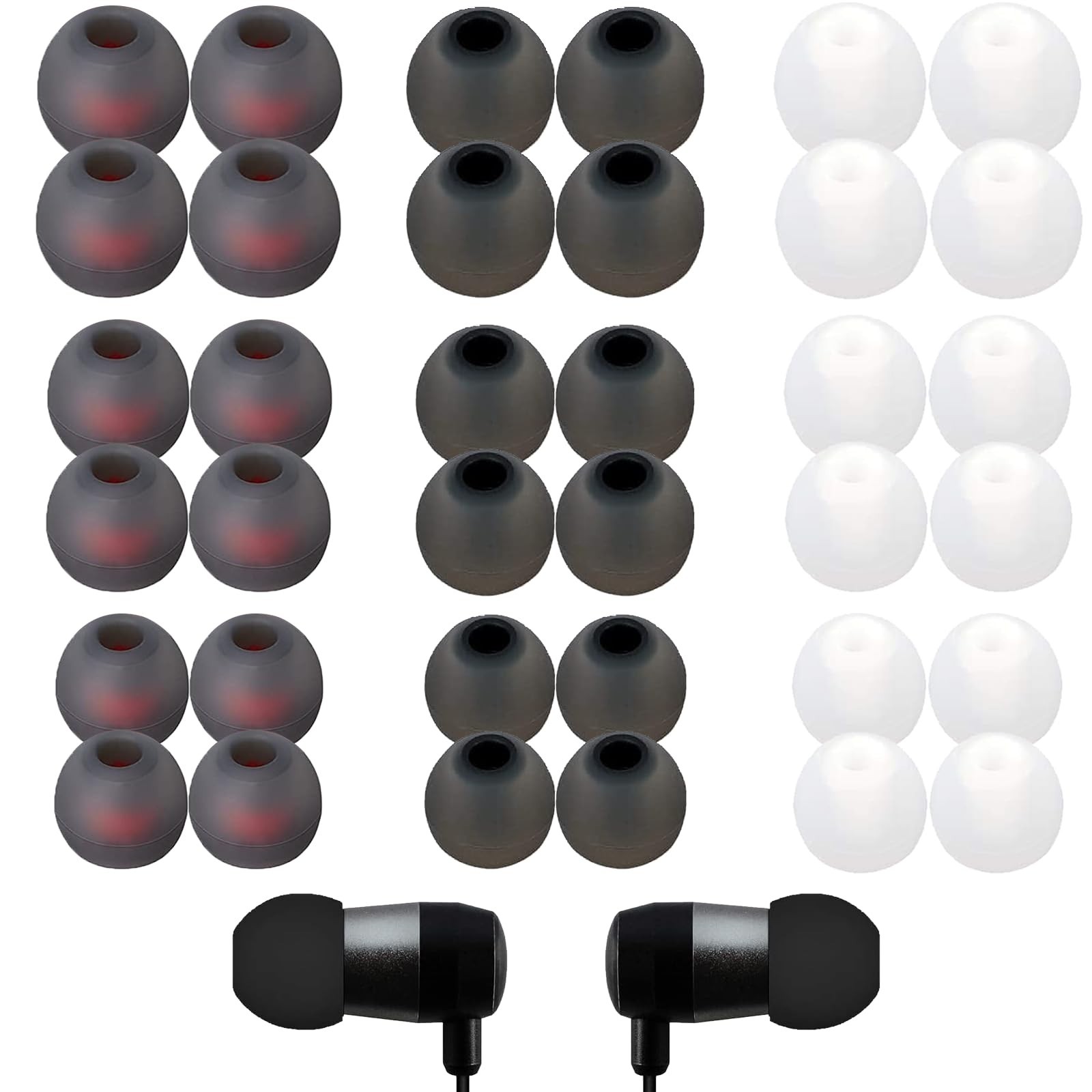 Ear Bud Rubber Tips, 36 Pcs Earbud Replacement Tips, Replacement Earbud Tips ...