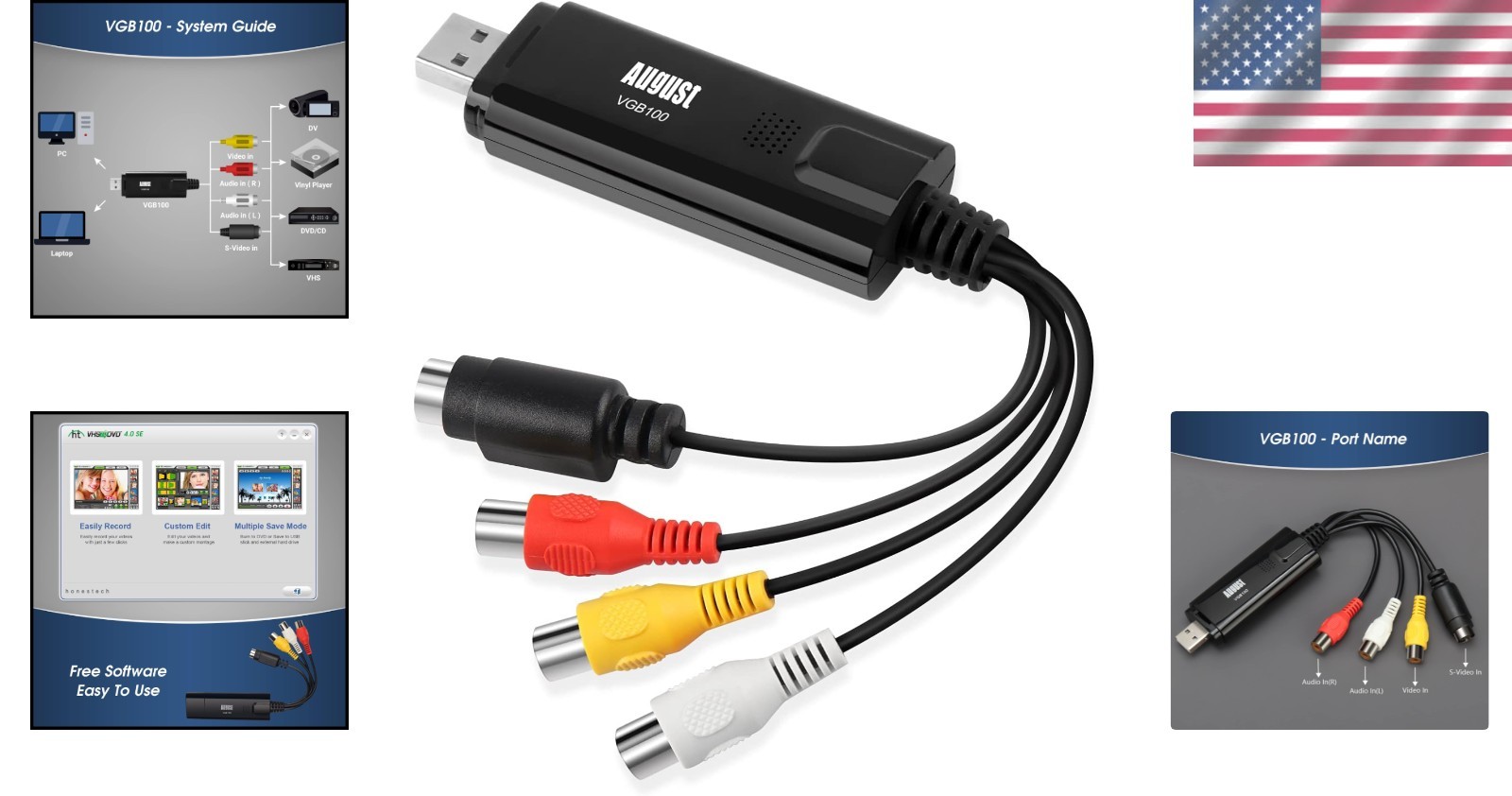 Digitize VHS Tapes Effortlessly – USB 2.0 Video Capture Device for Windows