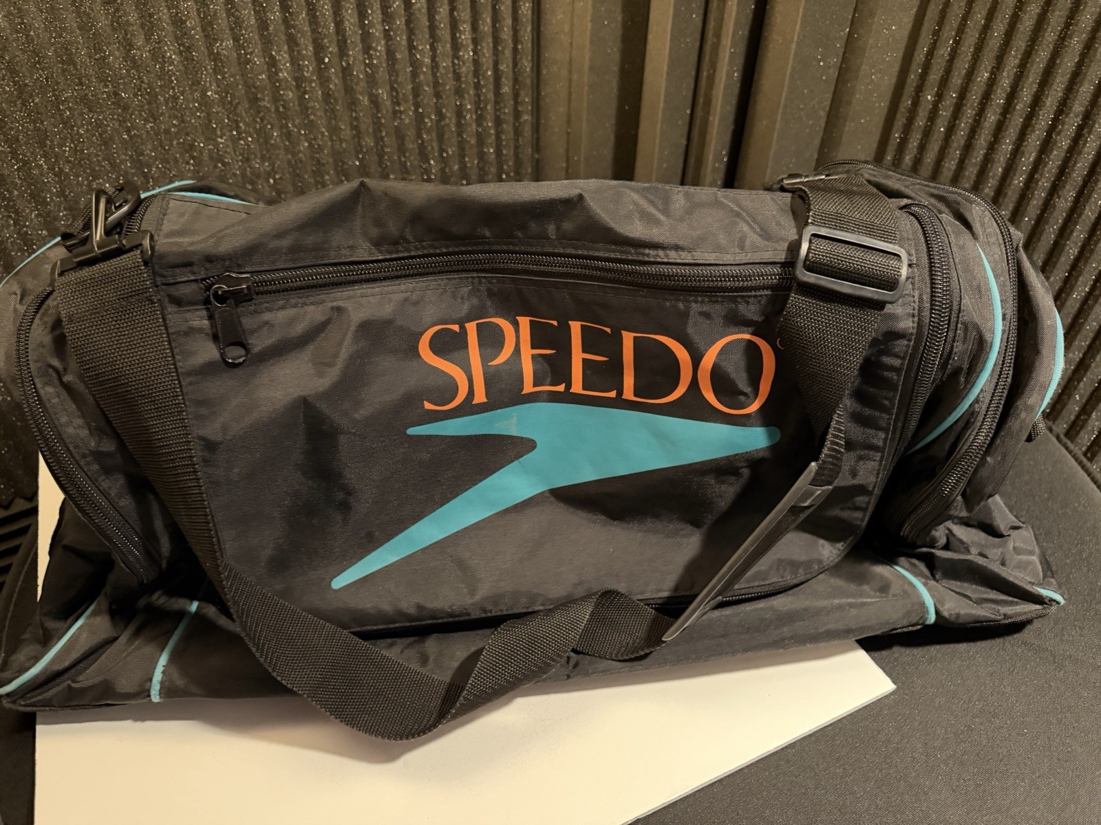 Vintage 29 Speedo Swim Duffle Bag Black Nylon Gym Travel