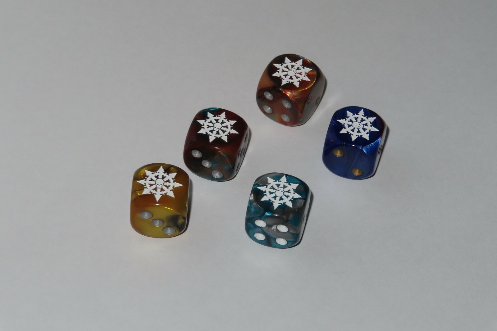 x5 Chaos Star Marbled dice. Chessex unknown