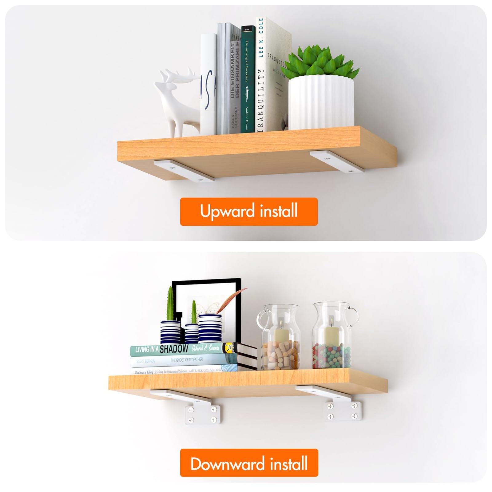 Shelf Bracket, Floating Shelf Bracket 6 Inch , 6 Pack Heavy Duty Shelf Bracke...