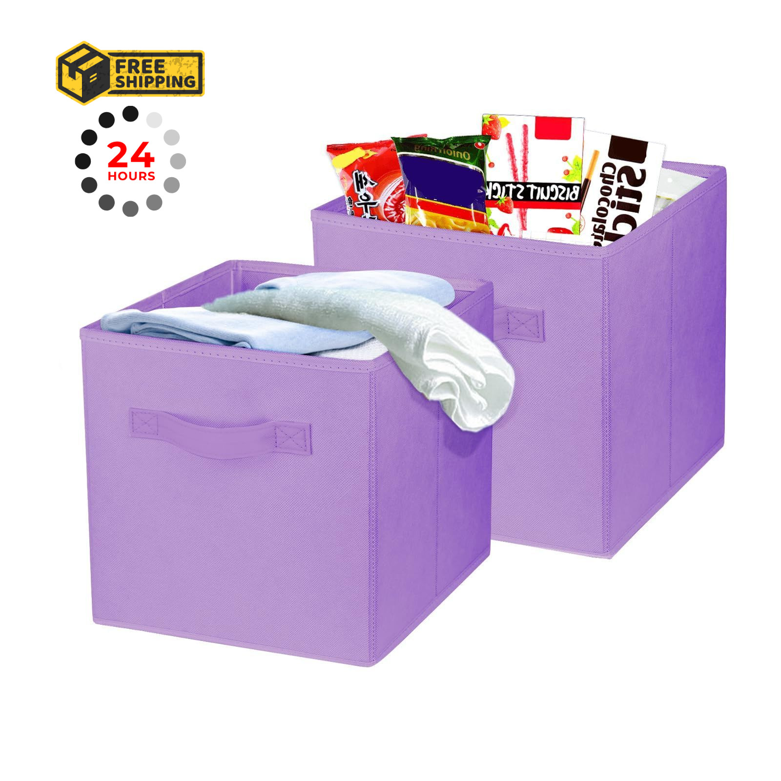 Zuihug 2 Pcs Storage Cubes, 10.5 Inch Collapsible Bins, Light Purple