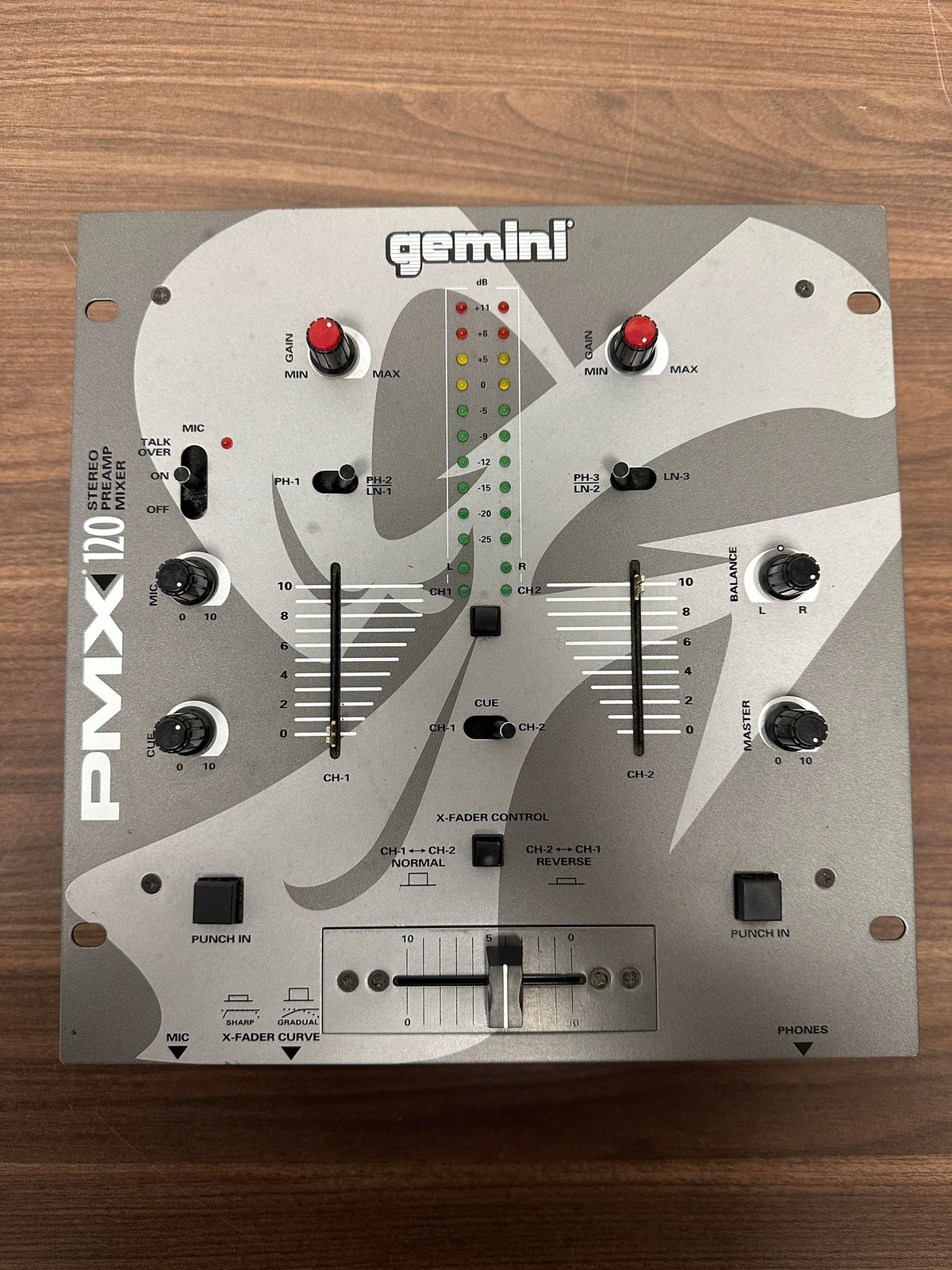 Gemini PMX-120 Stereo 2-Channel Preamp DJ Mixer Very Good