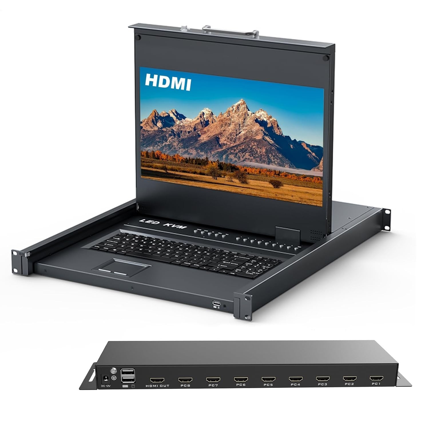 MT-VIKI Rack Mount KVM w/17.3" LCD Monitor, MT-VIKI 8 Port HDMI KVM Switch