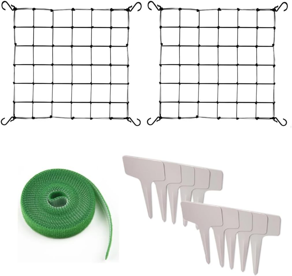 2 Pack Scrog net 4x4 FT Trellis Net for Grow Tent Elastic Net with 8 Hooks for I