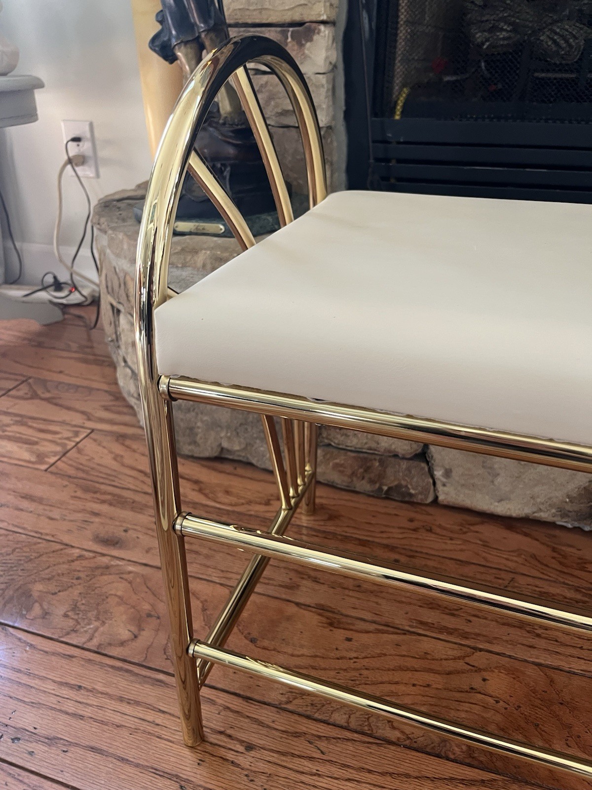 Vintage Brass Plated Rosalco Commodore Vanity Accent Bench MCM 20" W 1970's