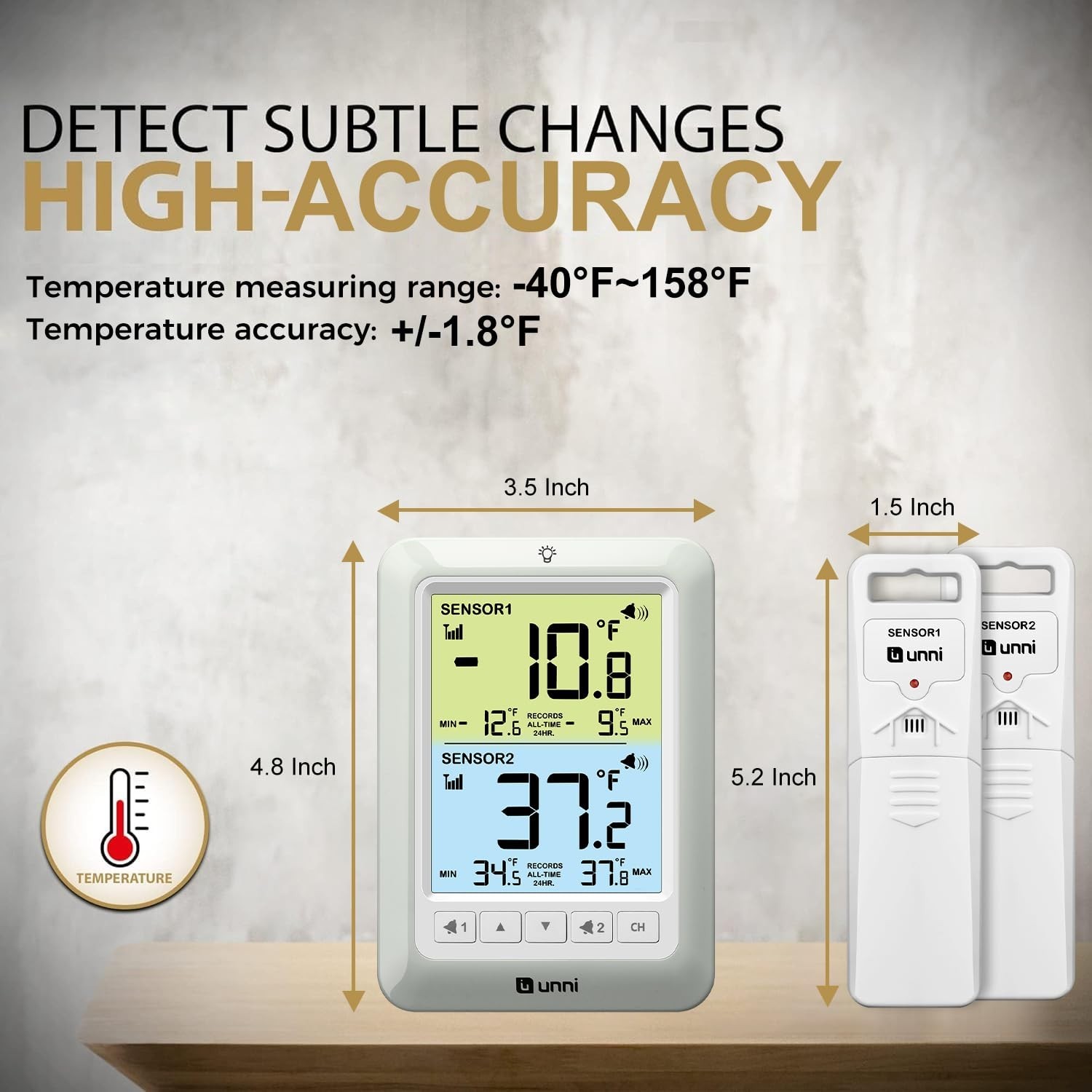 Refrigerator Thermometer Wireless Digital Freezer Alarm Max Min Temperature 3pcs