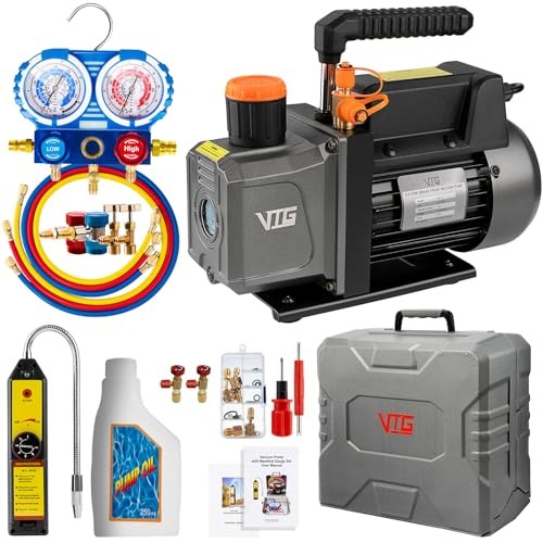 4.5 CFM AC Vacuum Pump and Gauge 4.5 CFM &(R134a R12 R22 R410a Compatible)