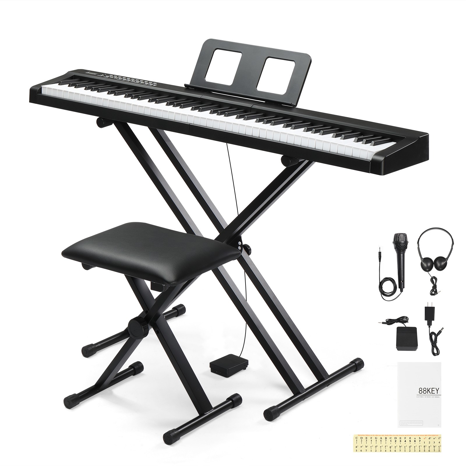 88 Key Full Size Semi-Weighted Keyboard Digital Home Piano With MIDI Bluetooth