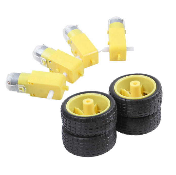 High quality DC 3-6V Gear Motor with Mini Smart Car Robot Plastic Tire Wheel