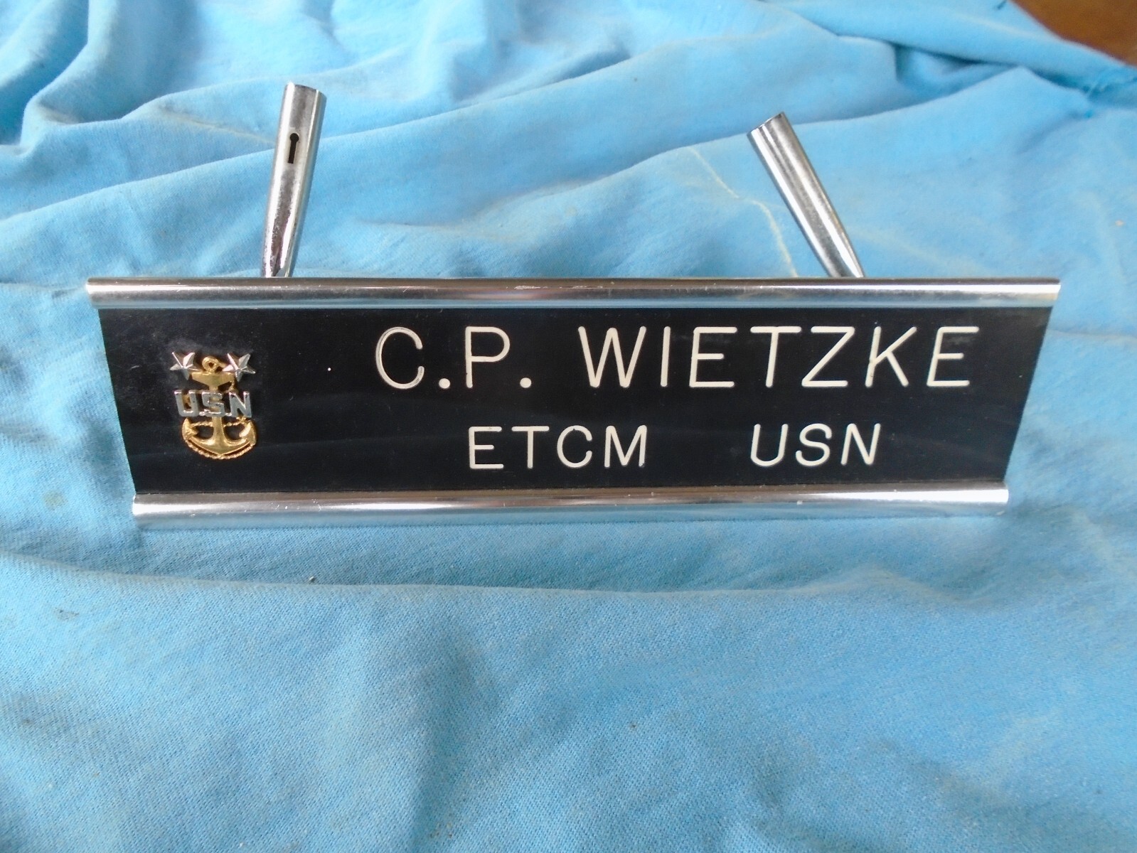 US Navy pen desk set with Master Chief Petty Officer insignia