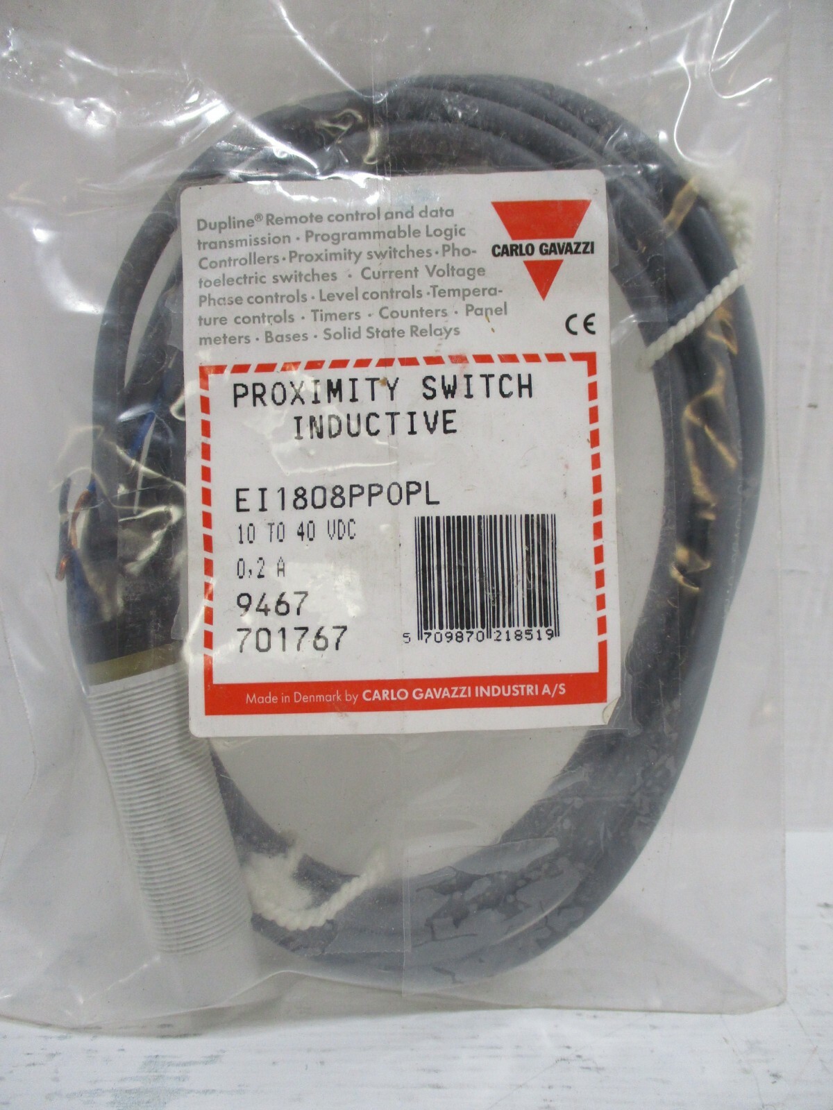 NEW Carlo Gavazzi EI1808PPOPL Inductive Proximity Switch 10-40 VDC 0.2A PROX