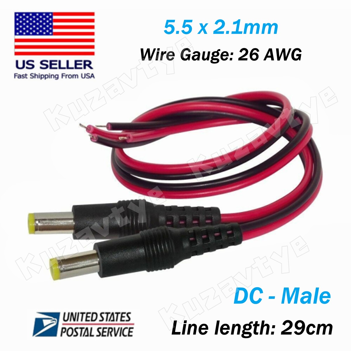 5~50Pcs 5.5 x 2.1mm Male Female Plugs 12V DC Power Pigtail Cable for CCTV Camera