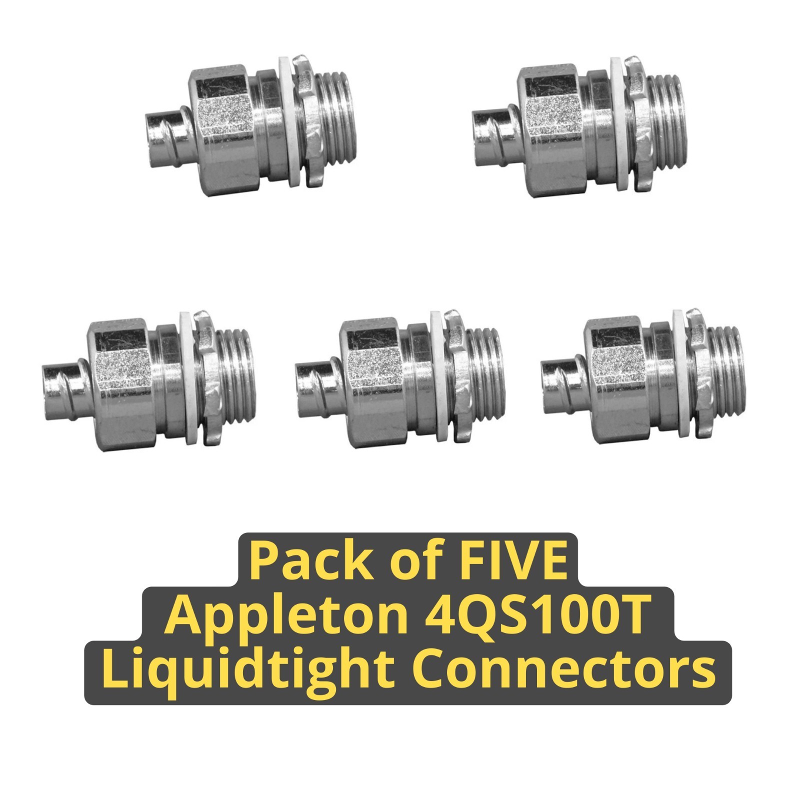 5 Appleton 4QS100T 1" LiquidTight Connector Steel Insulated SET PACK of FIVE Lot