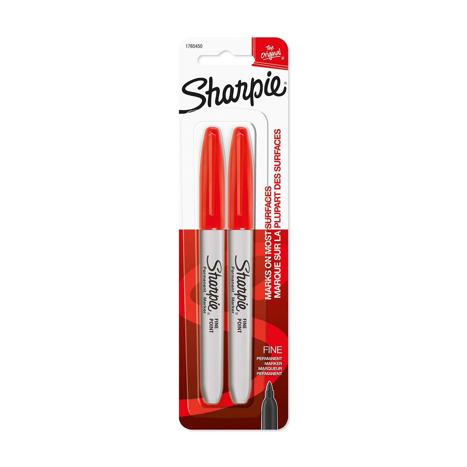 Sharpie Permanent Markers, Fine Point 2 Count (Pack of 1), Red