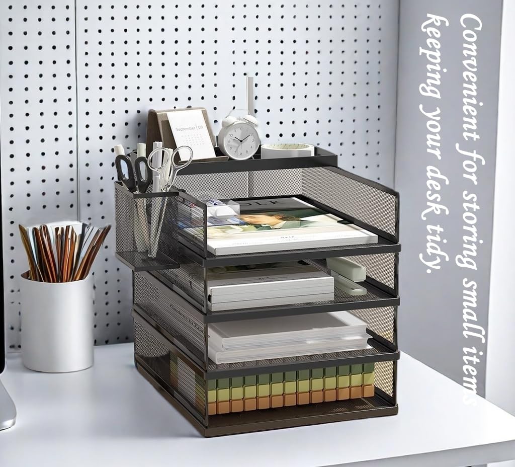 2/3/4-Tier Desk Organizer,Stackable Tray,Metal Mesh Desktop Organizer, Sorter...