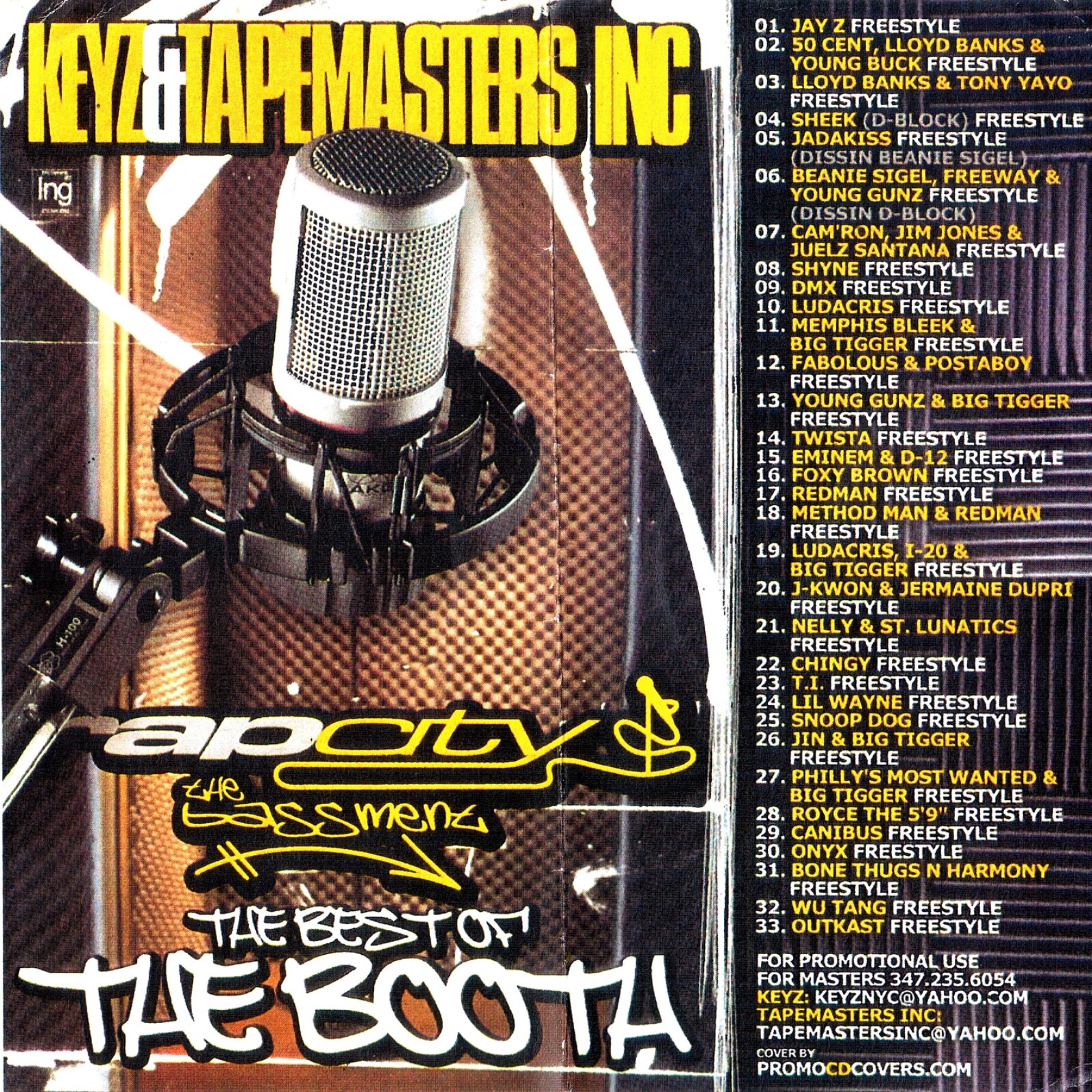 KEYZ&TAPEMASTERS INC- BEST OF THE BOOTH PT. 1- HIP HOP RAP NYC MIXTAPE MIX CD