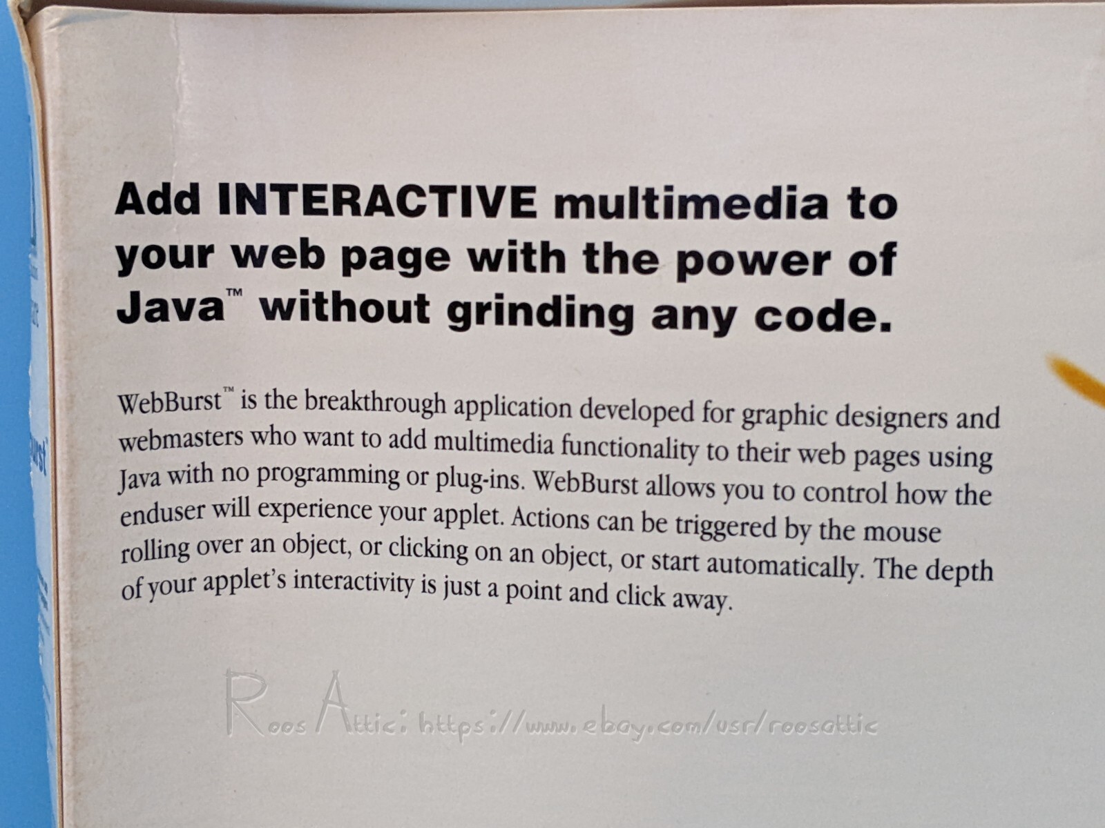 WebBurst Java Applet Building Apple Macintosh OS DEMO 1996 Vintage Software USED