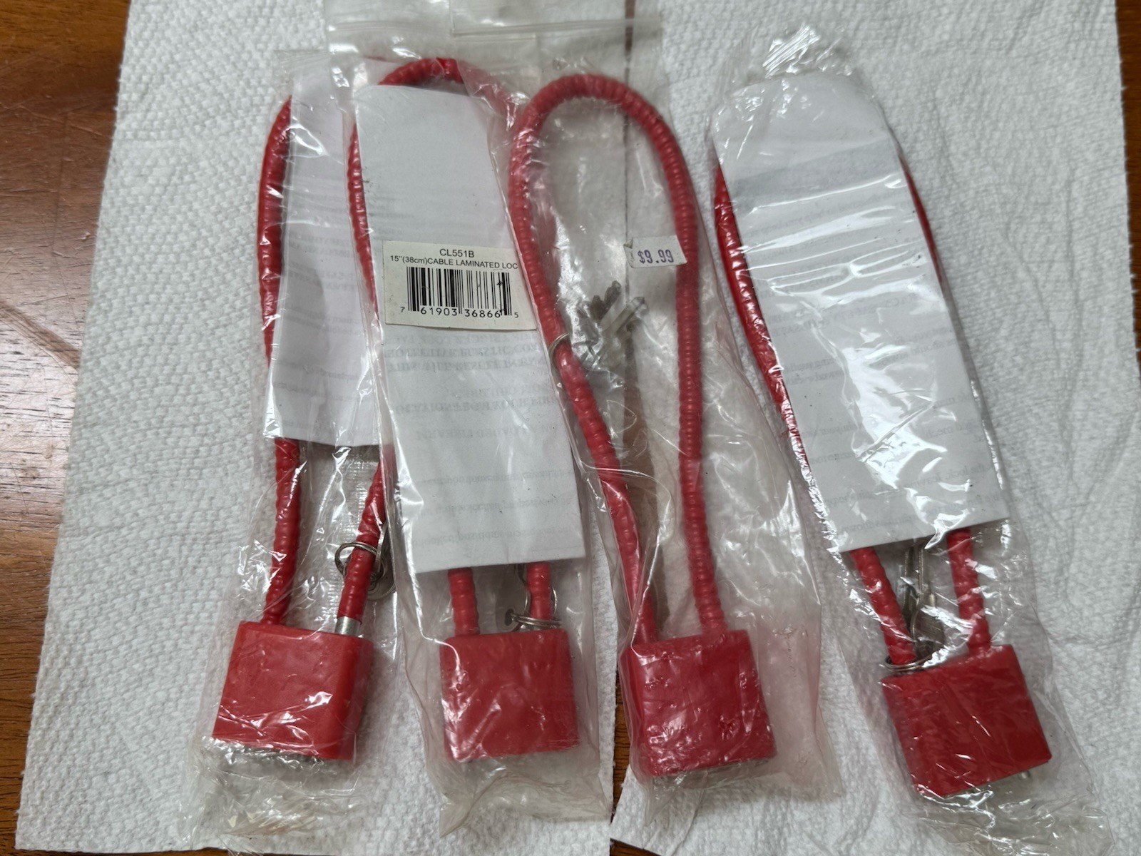 (4x) Cable Gun Locks (15") - 2 Keys Each - California Approved Safety Device