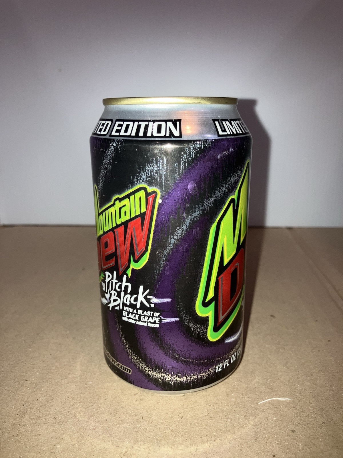 2004 Mountain Dew Pitch Black Empty Bottom Drained 12oz Can