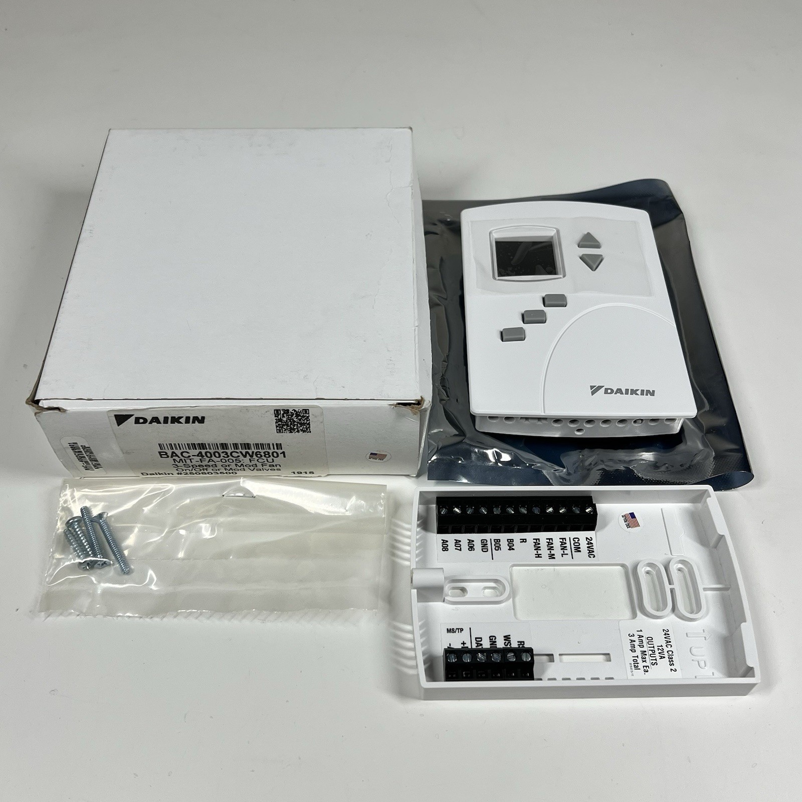 Daikin BAC-4003CW6801 3-Speed or Mod Fan Control Thermostat MIT-FA-005 White NEW