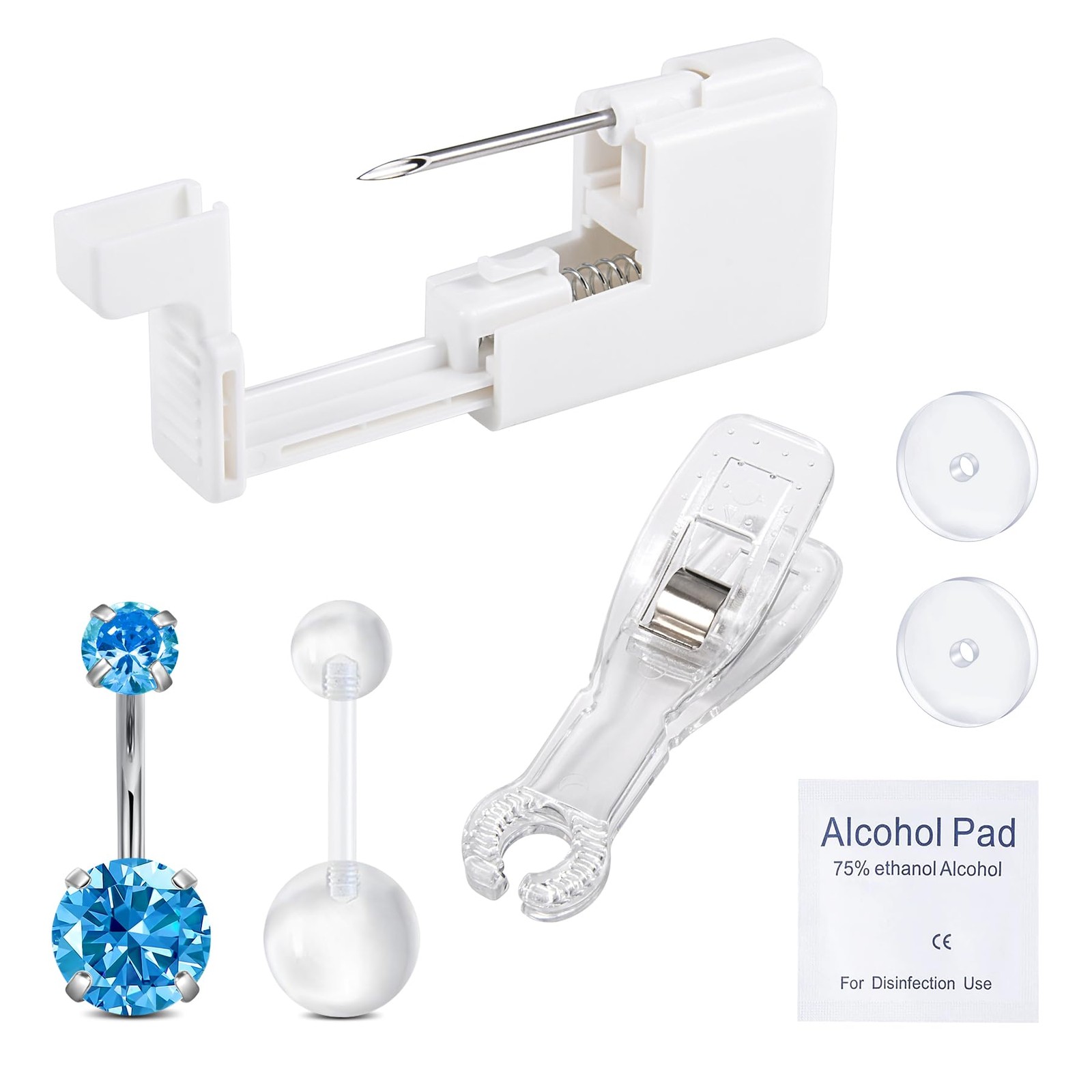 QWALIT Belly Button Piercing Kit Gun B4-Claw CZ- blue