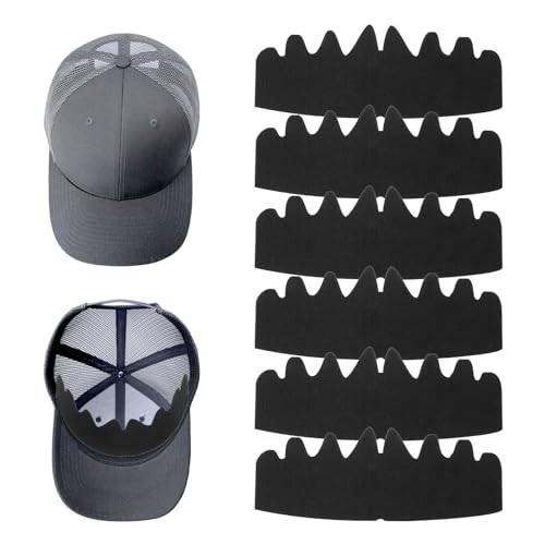 YUXIANLB 6 Pcs Baseball Caps Inserts Shapers, Flexible Small-Large Black