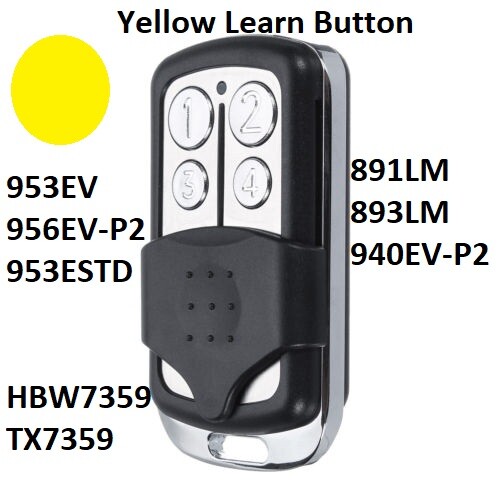 For Chamberlain Garage Door Opener mini Remote Transmitter Yellow Learn Button 4