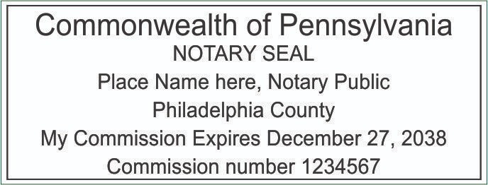 State of Pennsylvania | Custom Rectangle Self-Inking NOTARY SEAL RUBBER STAMP