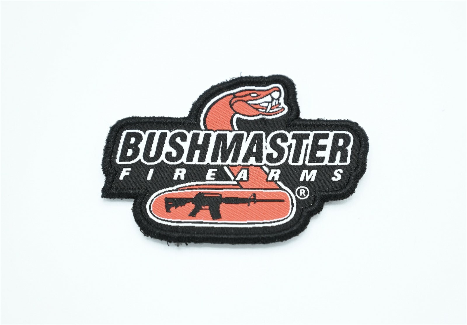BUSHMASTER FIREARMS RIFLES LOGO PATCH TACTICAL SNAKE HOOK/LOOP BACKING BLACK NEW