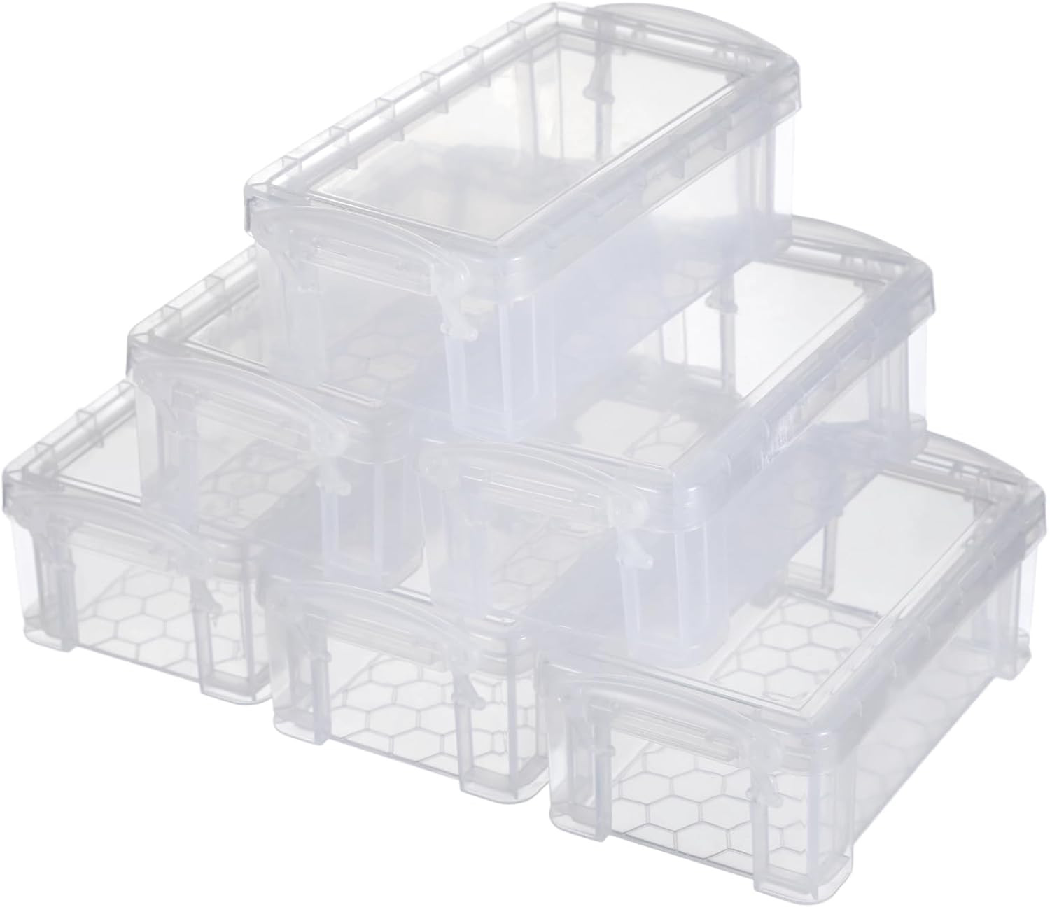 6 Pcs Mini Plastic Boxes, 5'' x 3'' x 1.8'' Small Clear Storage Containers with
