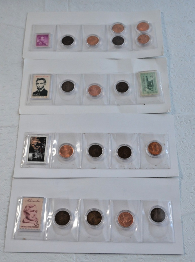 Danbury Mint 100 Years of Lincoln- 150th Anniversary - 4 of the penny/stamp sets