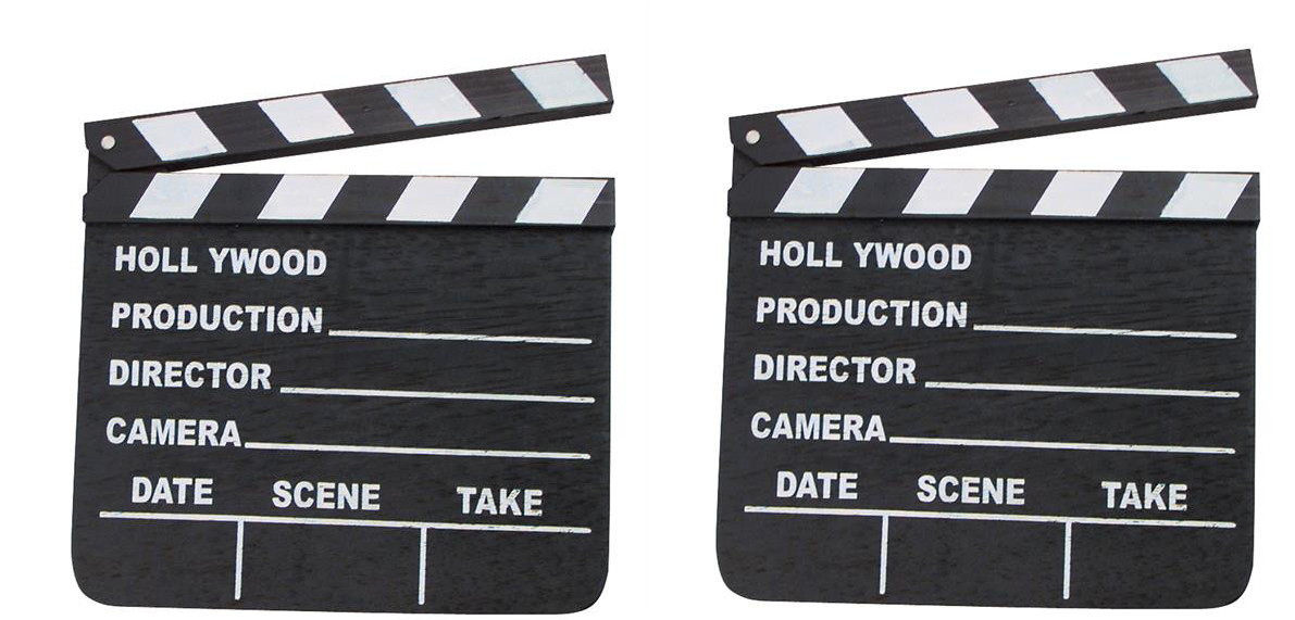 2 HOLLYWOOD CLAPBOARD CLAPPER CLAP BOARDS MOVIE SIGN DIRECTOR'S PROP CHALKBOARD