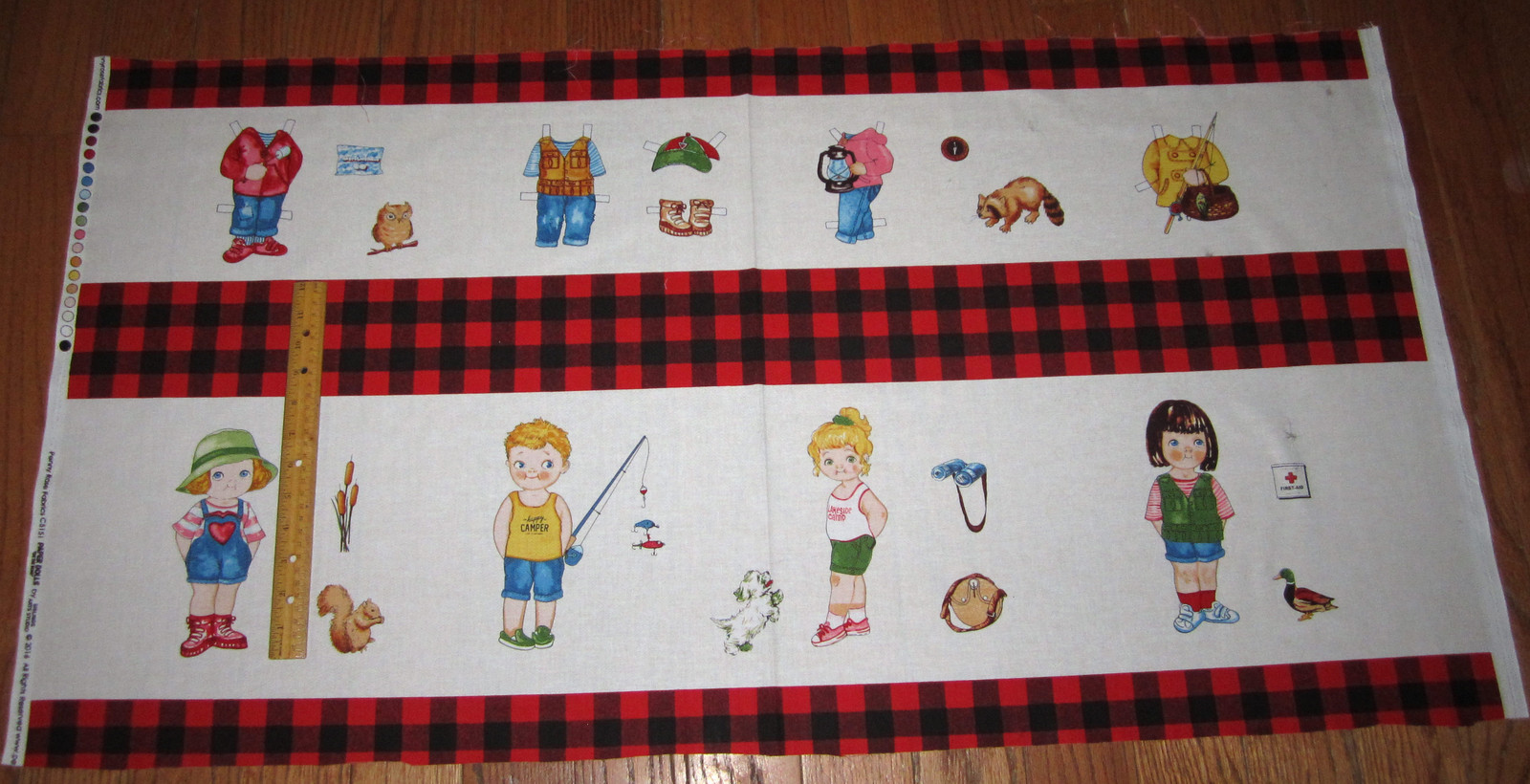Lakeside Camp PAPER DOLLS with CLOTHES on 100% Cotton Fabric Panel to sew