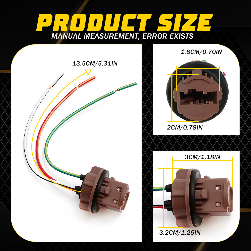Universal Pigtail Wire Female Socket 7443 Two Harness Replace Brake Stop Tail