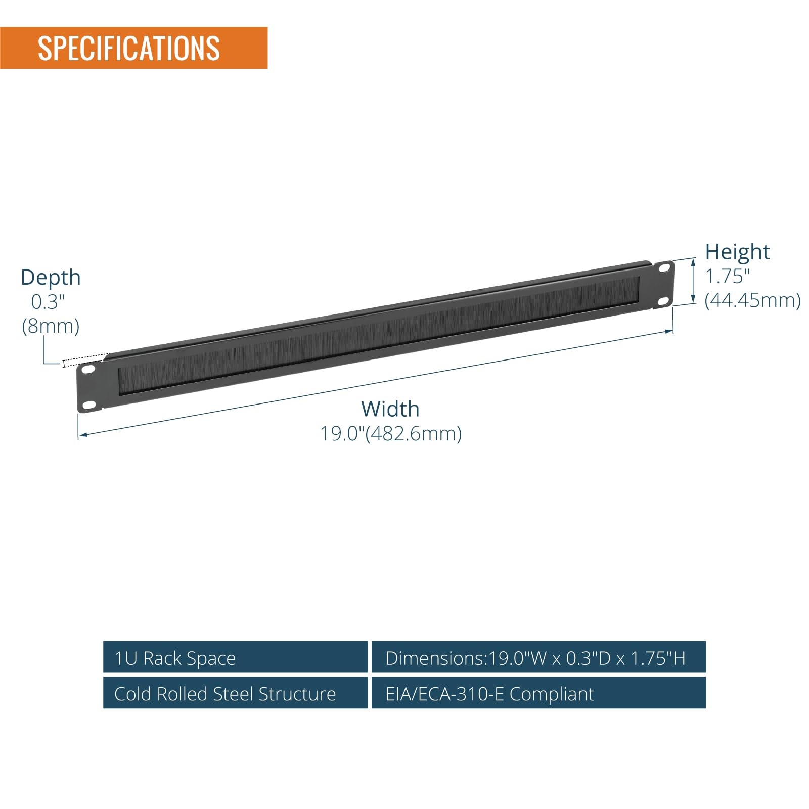 1U Rack Mount Cable Management Panel with Brush,Rack Brush Panel for ...