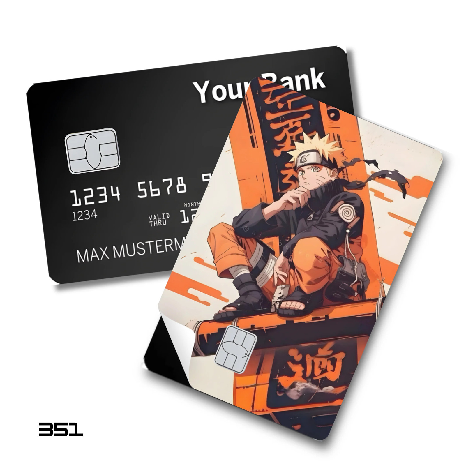 Credit Card Skin Sticker - Naruto - Naruto Uzumaki Sitting Orange Theme