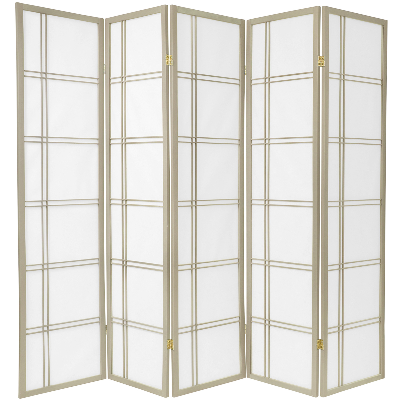 6 ft. Tall Double Cross Shoji Screen - Special Edition - Grey - 5 Panels