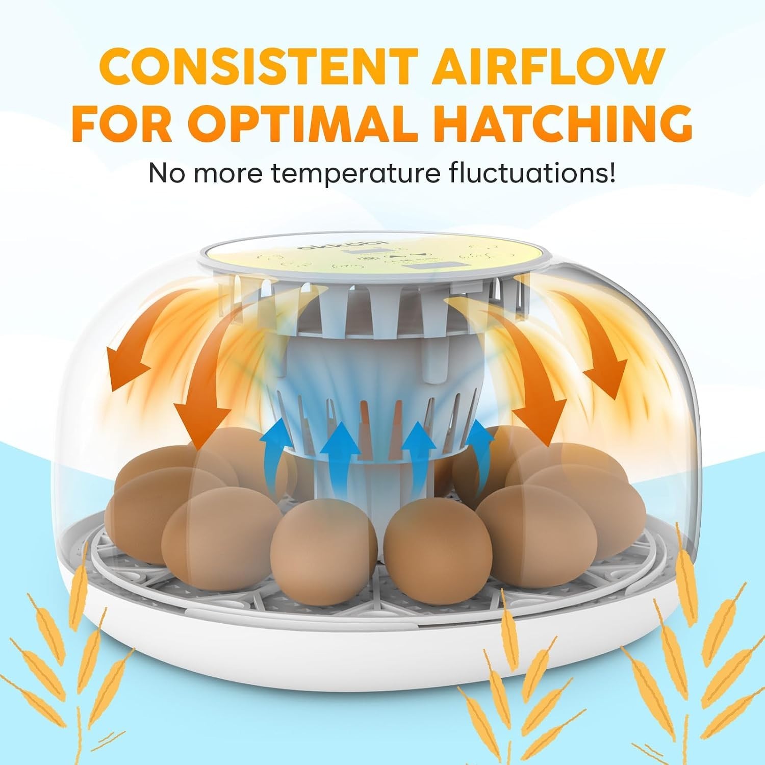 Okkobi M12 Egg Incubator with Automatic Turner and Humidity Control - 12/24 E...