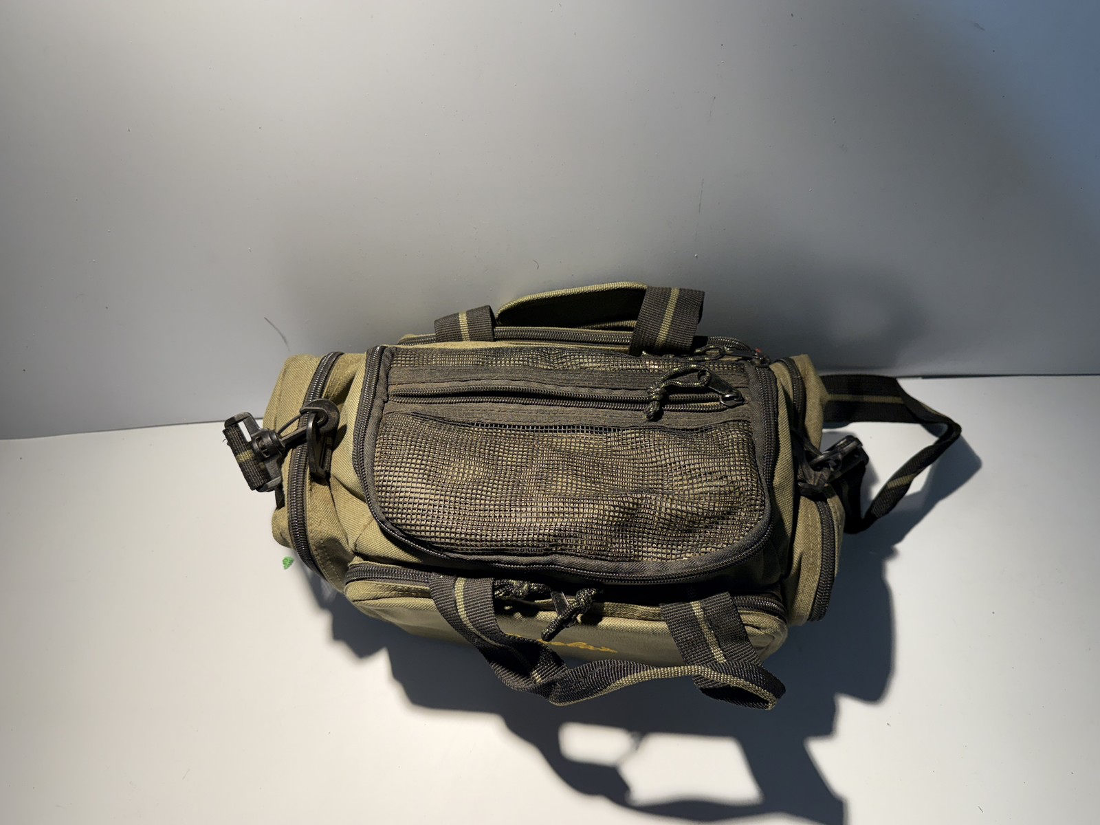 Cabela's Tan Fishing Tackle Bag Shoulder Strap Multiple Pockets