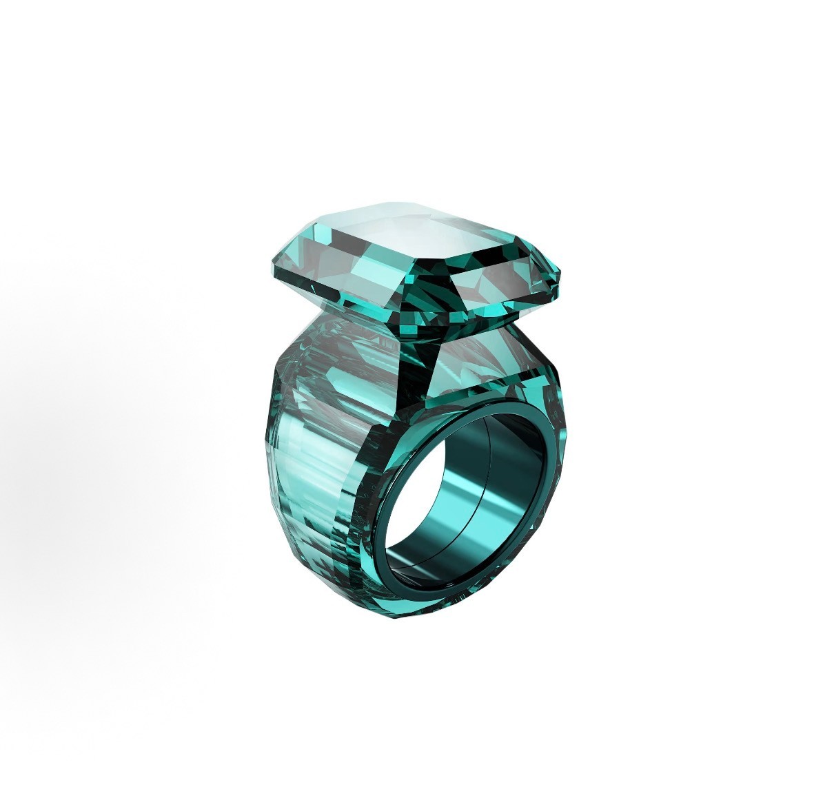 Swarovski Lucert Cut Crystal Ring - Green - Size 55US7