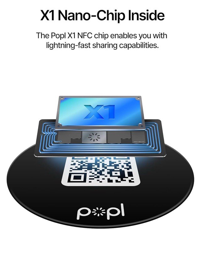 popl Flat Dot Digital Business Card Phone Tag - Black