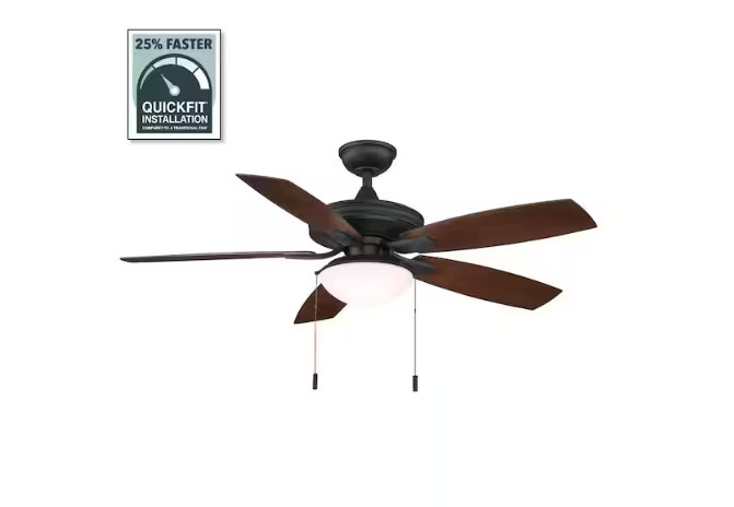 Hampton Bay Gazebo III 52" Indoor/Outdoor Natural Iron Ceiling Fan LED Bulbs