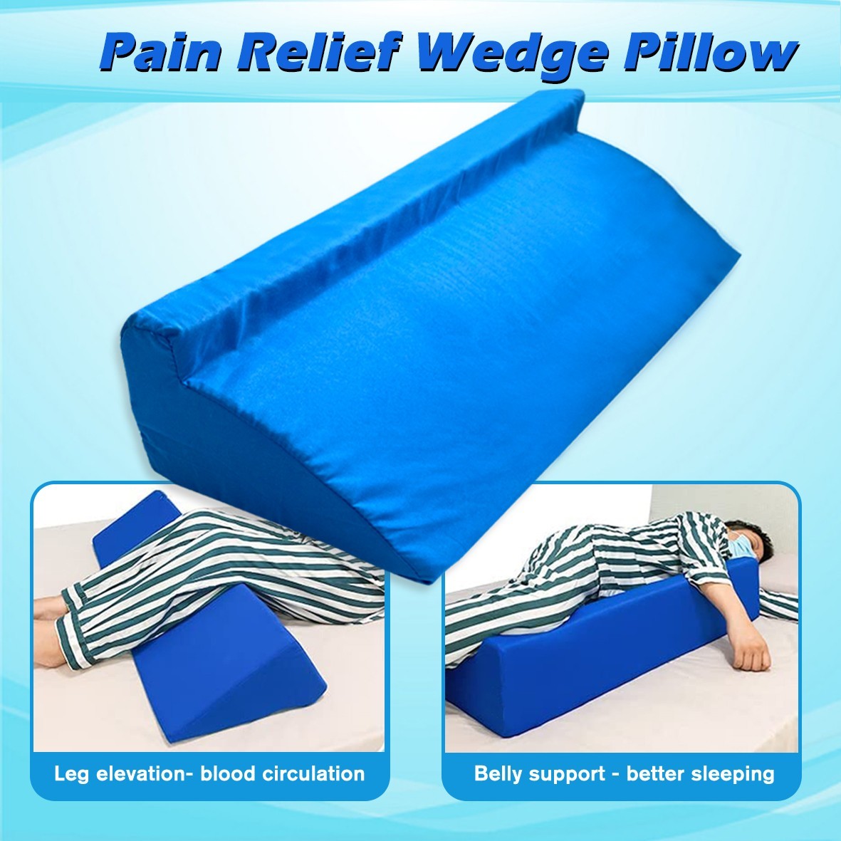 30° Bed Wedge Pillow for Senior Post-Surgery Incline Support Bedsore Back Relief