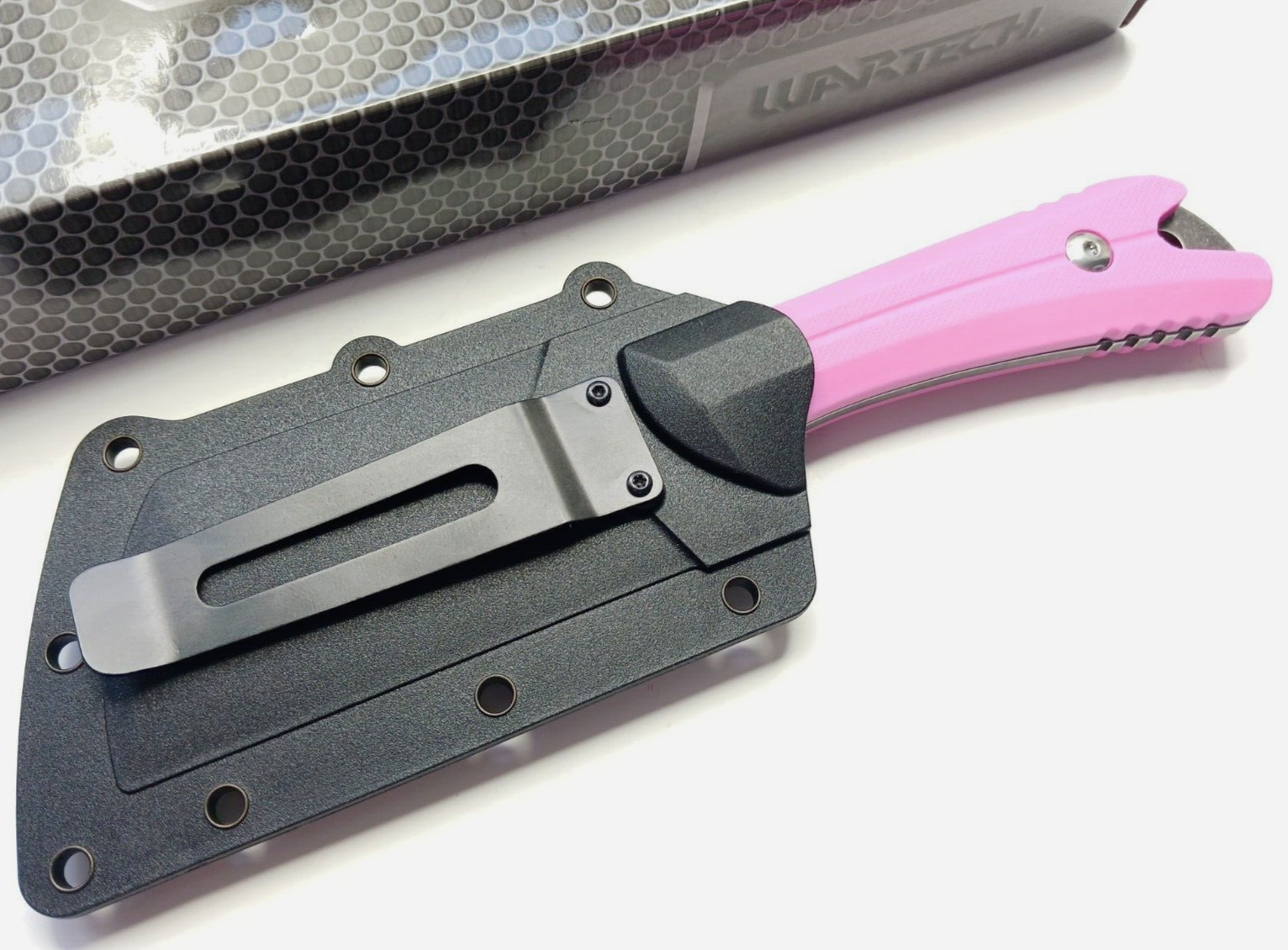 Pink Full Tang Fixed Blade Knife Concealed Carry Sheath Stonewashed Cleaver